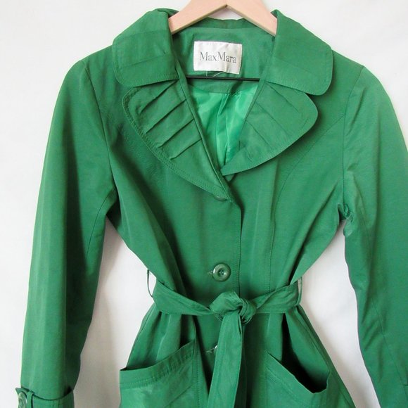 MAXMARA Classic Chic Fall/Winter Lightweight Belted Jacket Green Designer -S - Picture 7 of 14